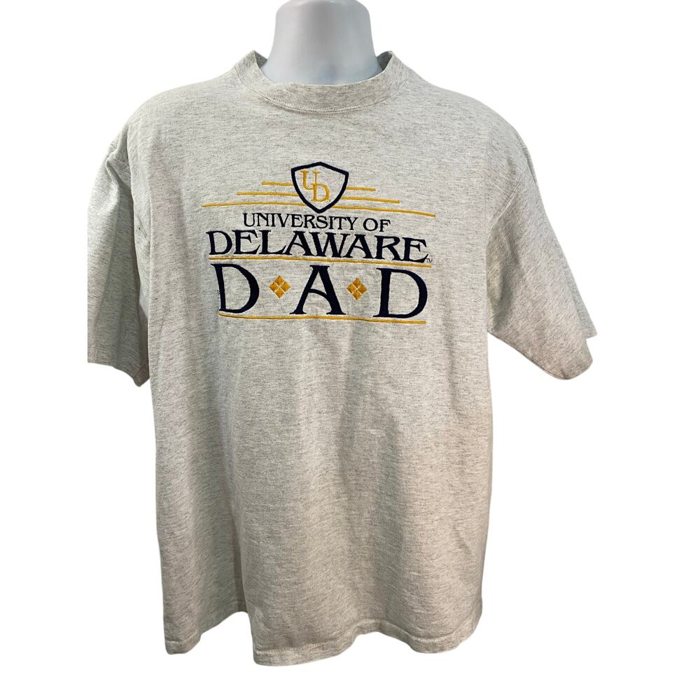 Top Threads Men’s Large – Gray “DELAWARE DAD” Graphic T-Shirt Vintage